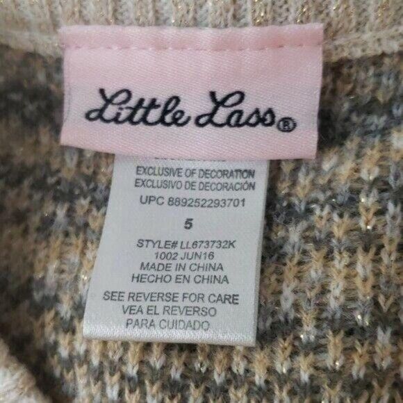 Little Lass Girls Crochet Tan Zig Zag Boho Sleevless Sweater Dress Size 5 - Picture 8 of 8